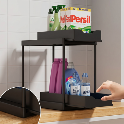 2-Tier Pull-Out Organizer Rack for Under-Sink Storage