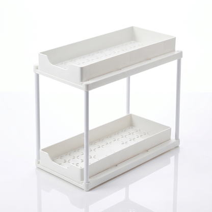 2-Tier Pull-Out Organizer Rack for Under-Sink Storage