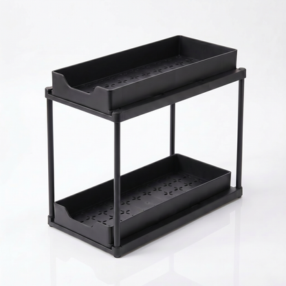 2-Tier Pull-Out Organizer Rack for Under-Sink Storage