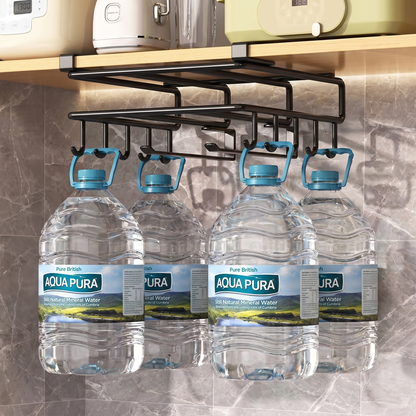 Under-Cabinet Kitchen Organizer Rack with Hooks