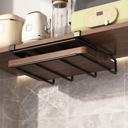 Under-Cabinet Kitchen Organizer Rack with Hooks