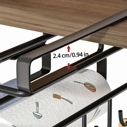 Under-Cabinet Kitchen Organizer Rack with Hooks