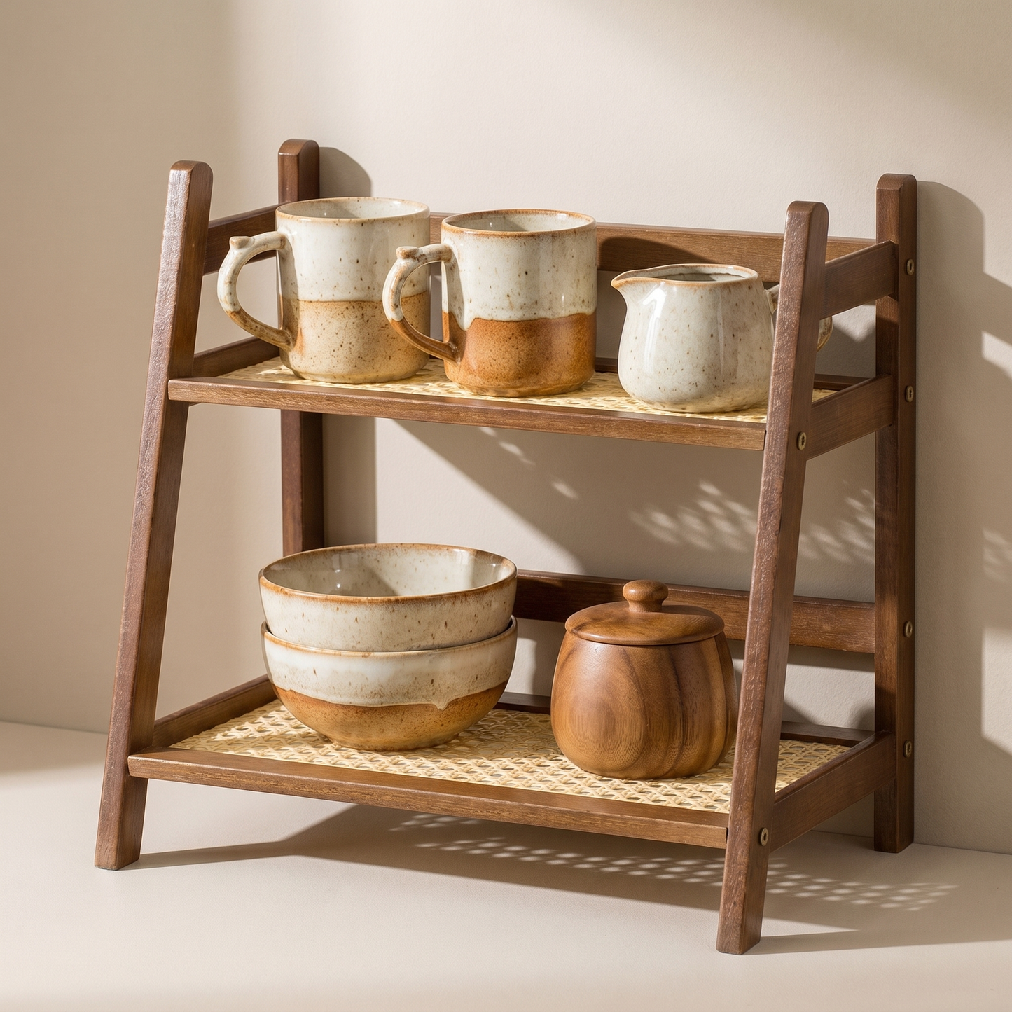 Bamboo Storage Rack | 2-Layer Organizer with Stable Design