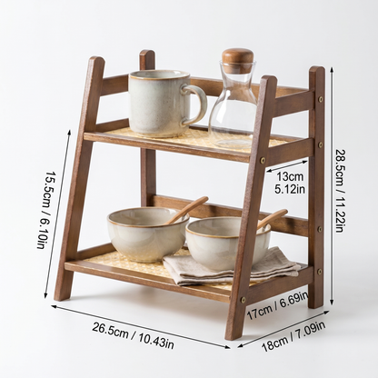 Bamboo Storage Rack | 2-Layer Organizer with Stable Design