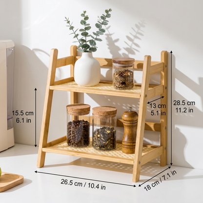 Bamboo Storage Rack | 2-Layer Organizer with Stable Design