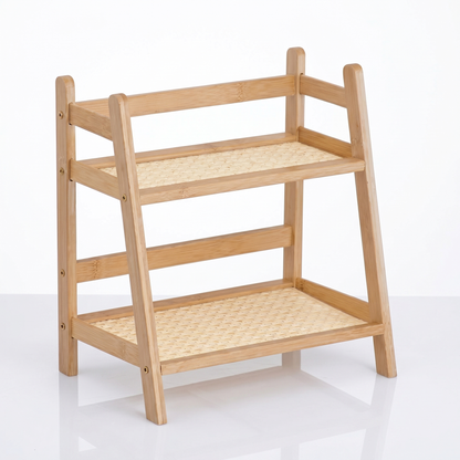 Bamboo Storage Rack | 2-Layer Organizer with Stable Design