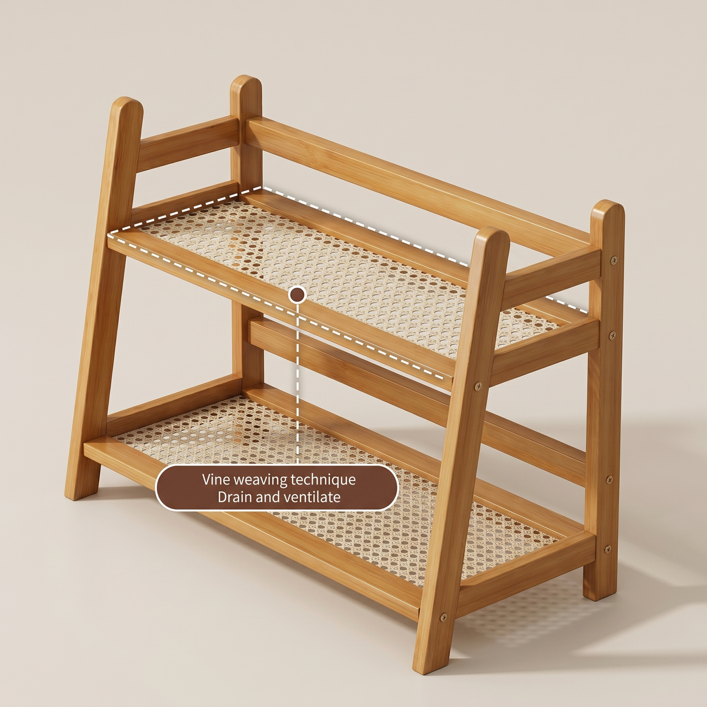 Bamboo Storage Rack | 2-Layer Organizer with Stable Design