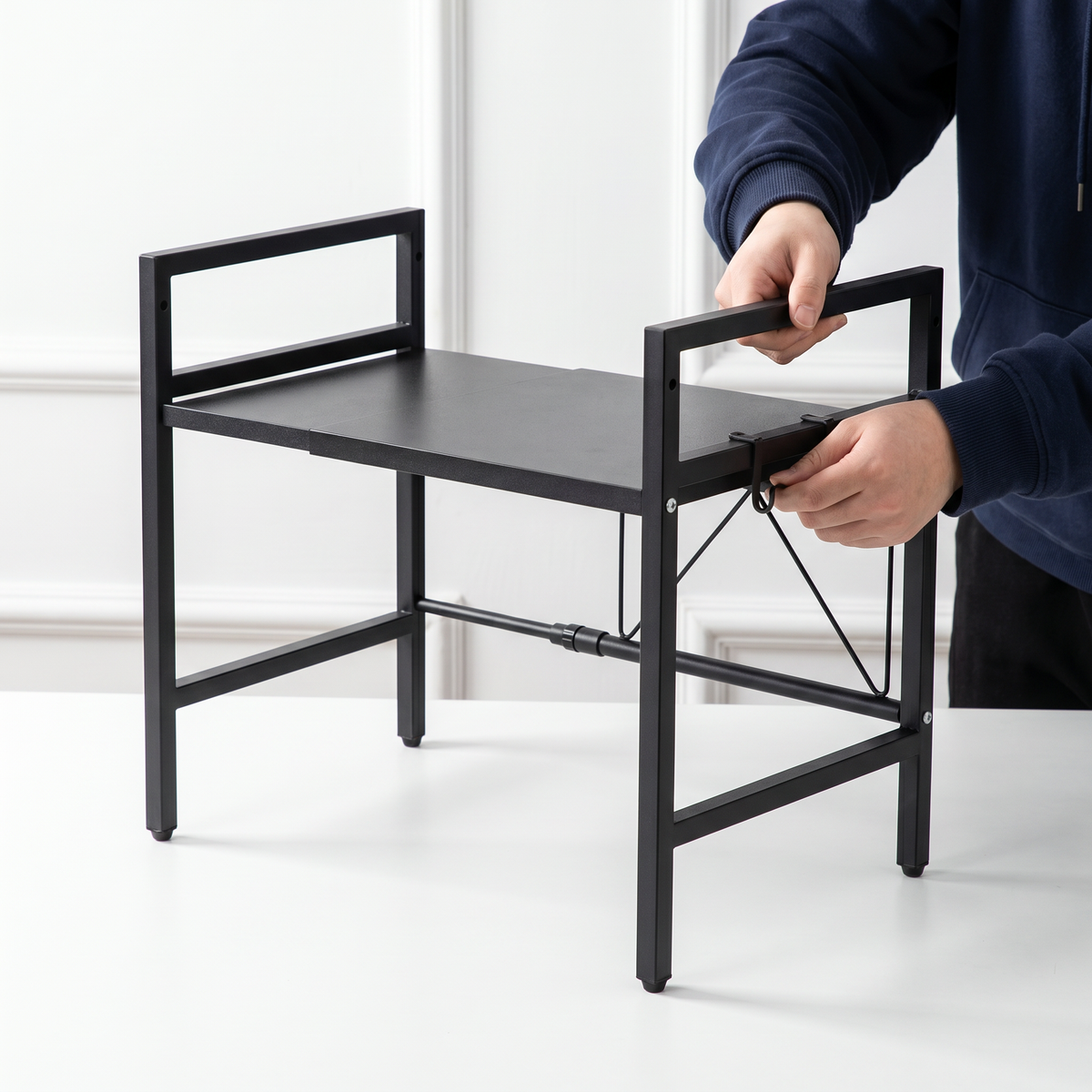 Expandable Microwave Shelf Rack for Countertop Kitchen Storage