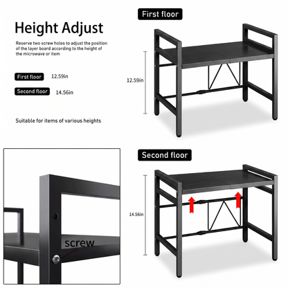 Expandable Microwave Shelf Rack for Countertop Kitchen Storage