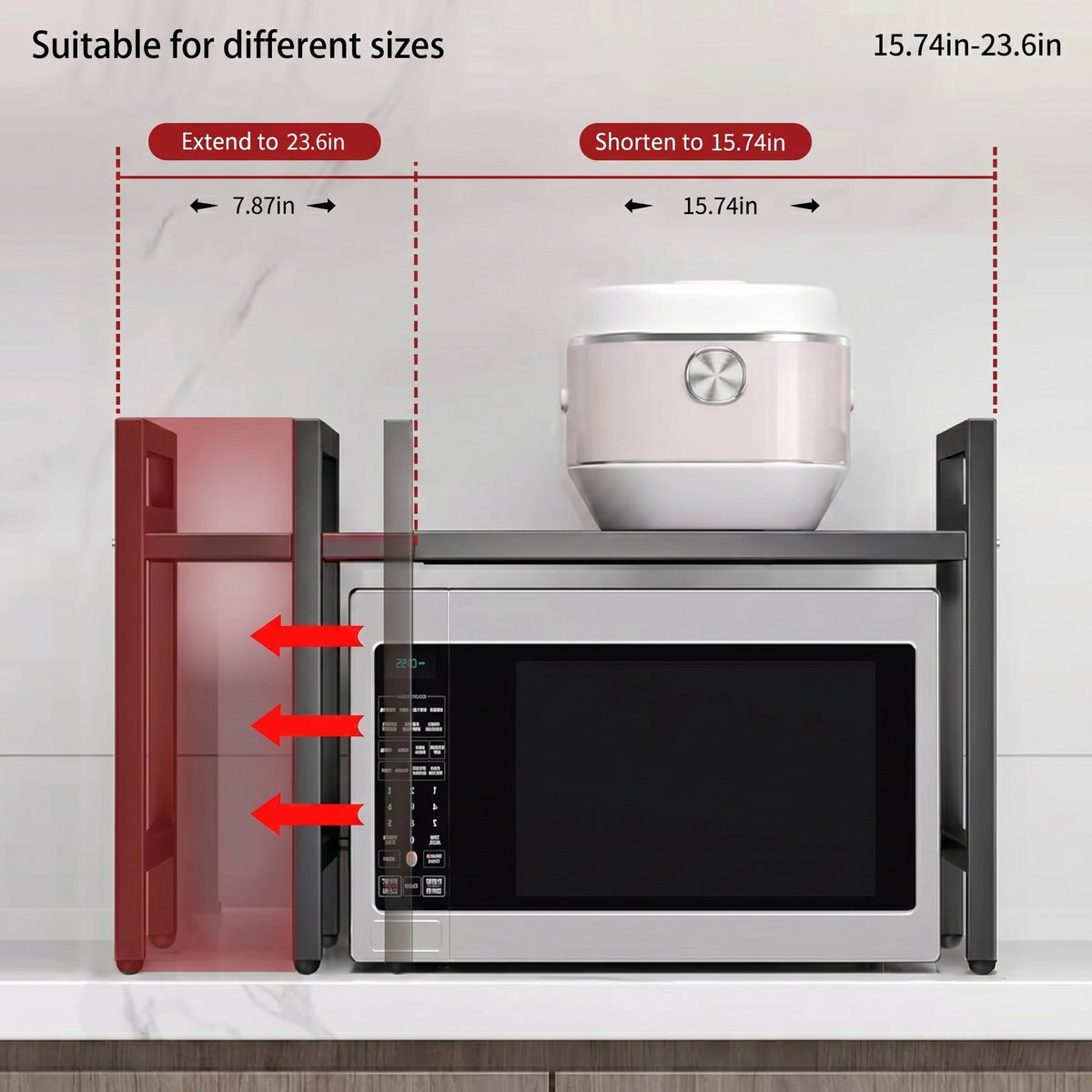 Expandable Microwave Shelf Rack for Countertop Kitchen Storage