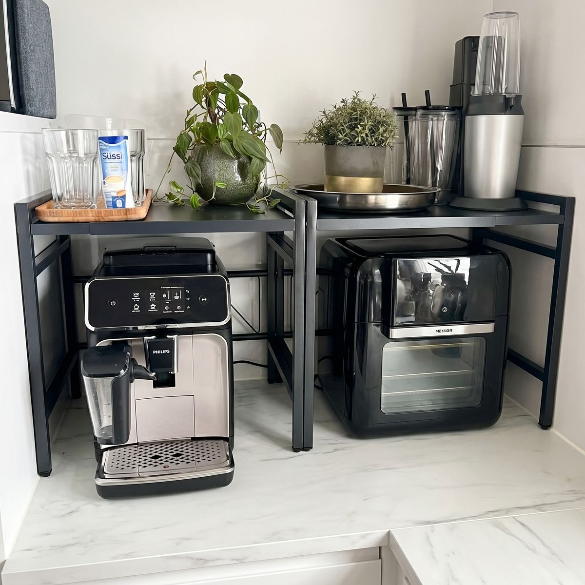 Expandable Microwave Shelf Rack for Countertop Kitchen Storage