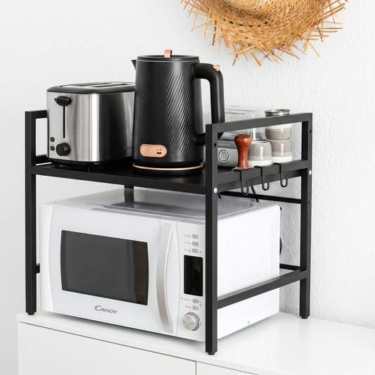 Expandable Microwave Shelf Rack for Countertop Kitchen Storage