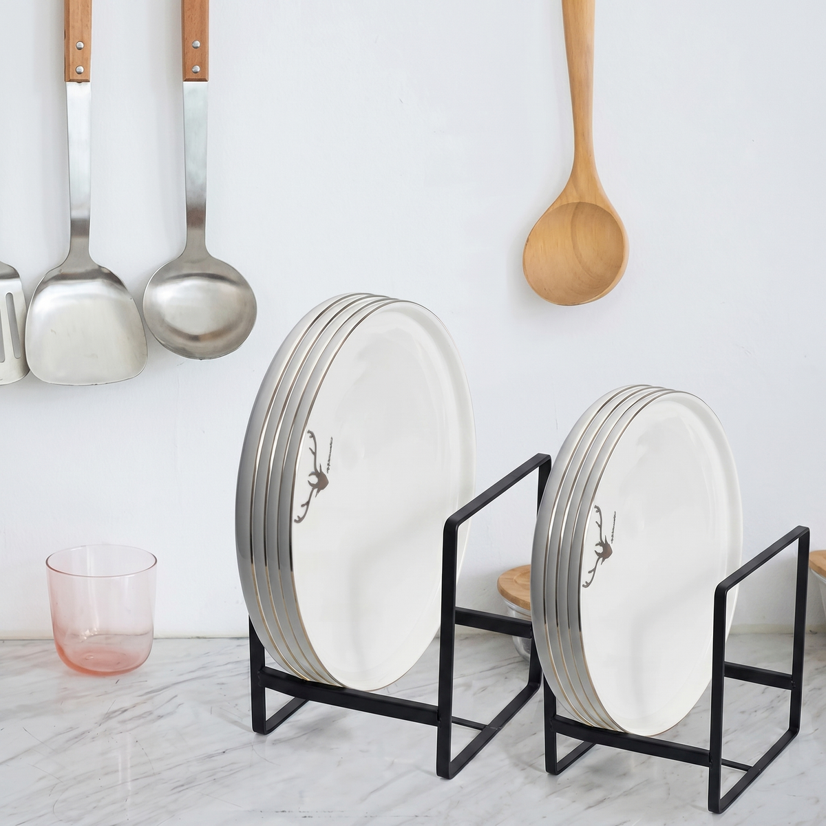 Slim Plate and Lid Organizer Rack for Kitchen Counters