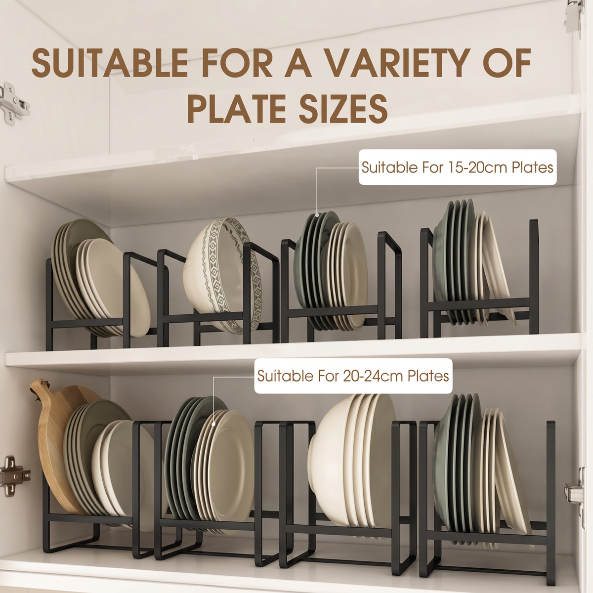 Slim Plate and Lid Organizer Rack for Kitchen Counters