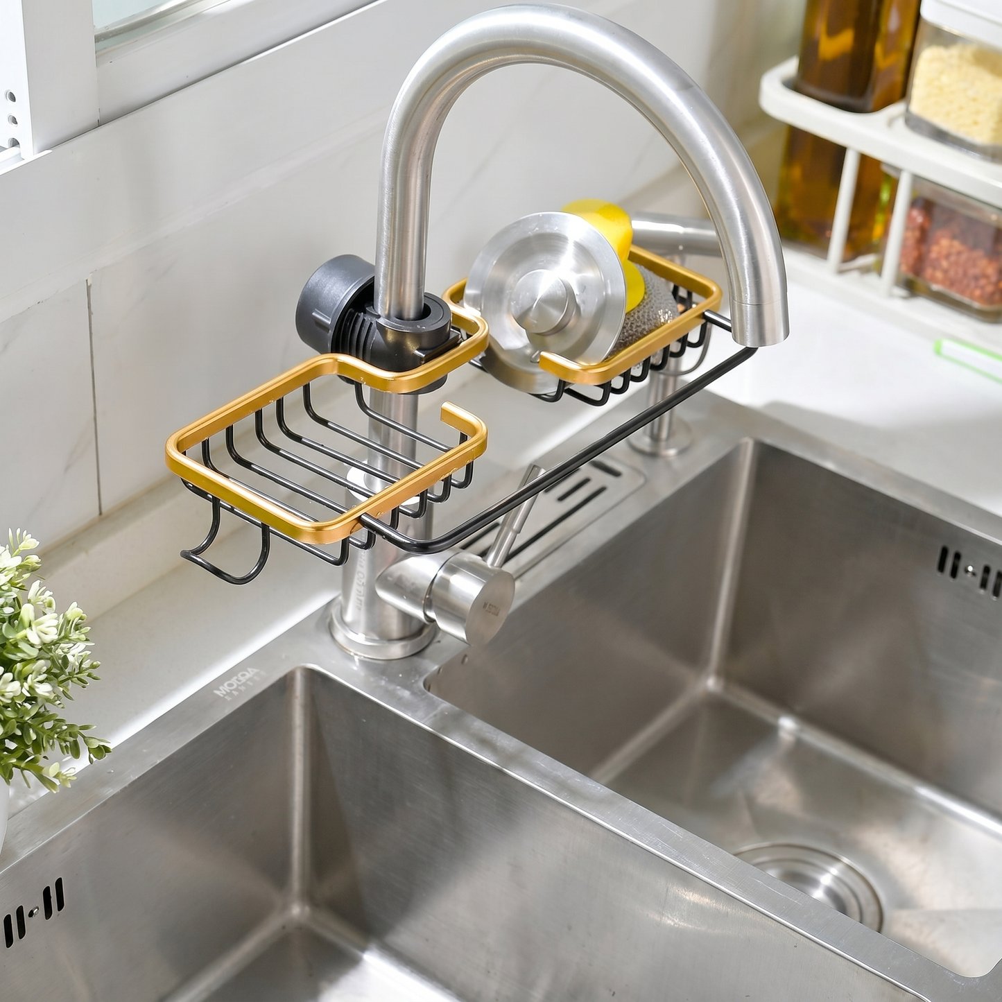 Aluminum Kitchen Sink Caddy with Multi-Functional Design