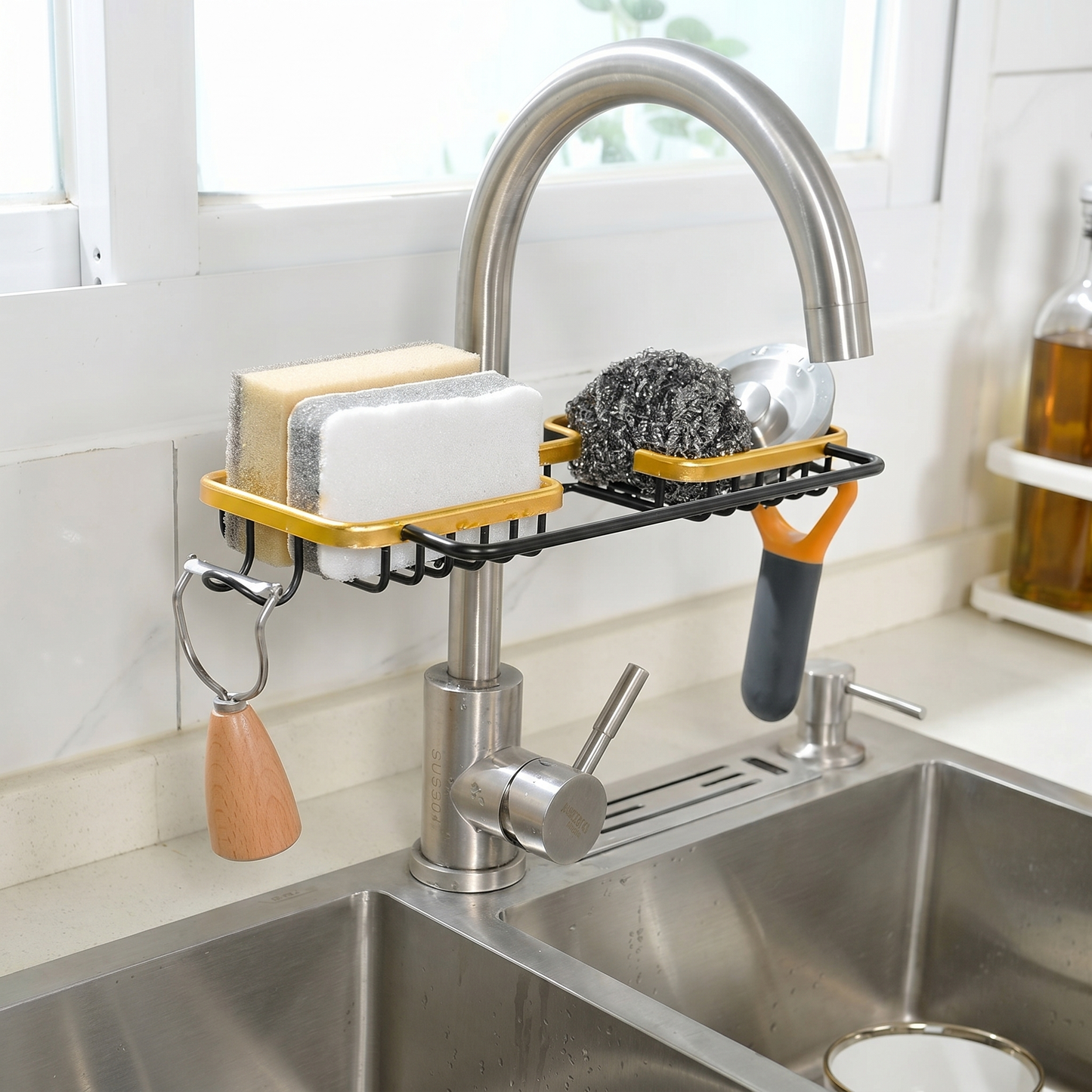 Aluminum Kitchen Sink Caddy with Multi-Functional Design