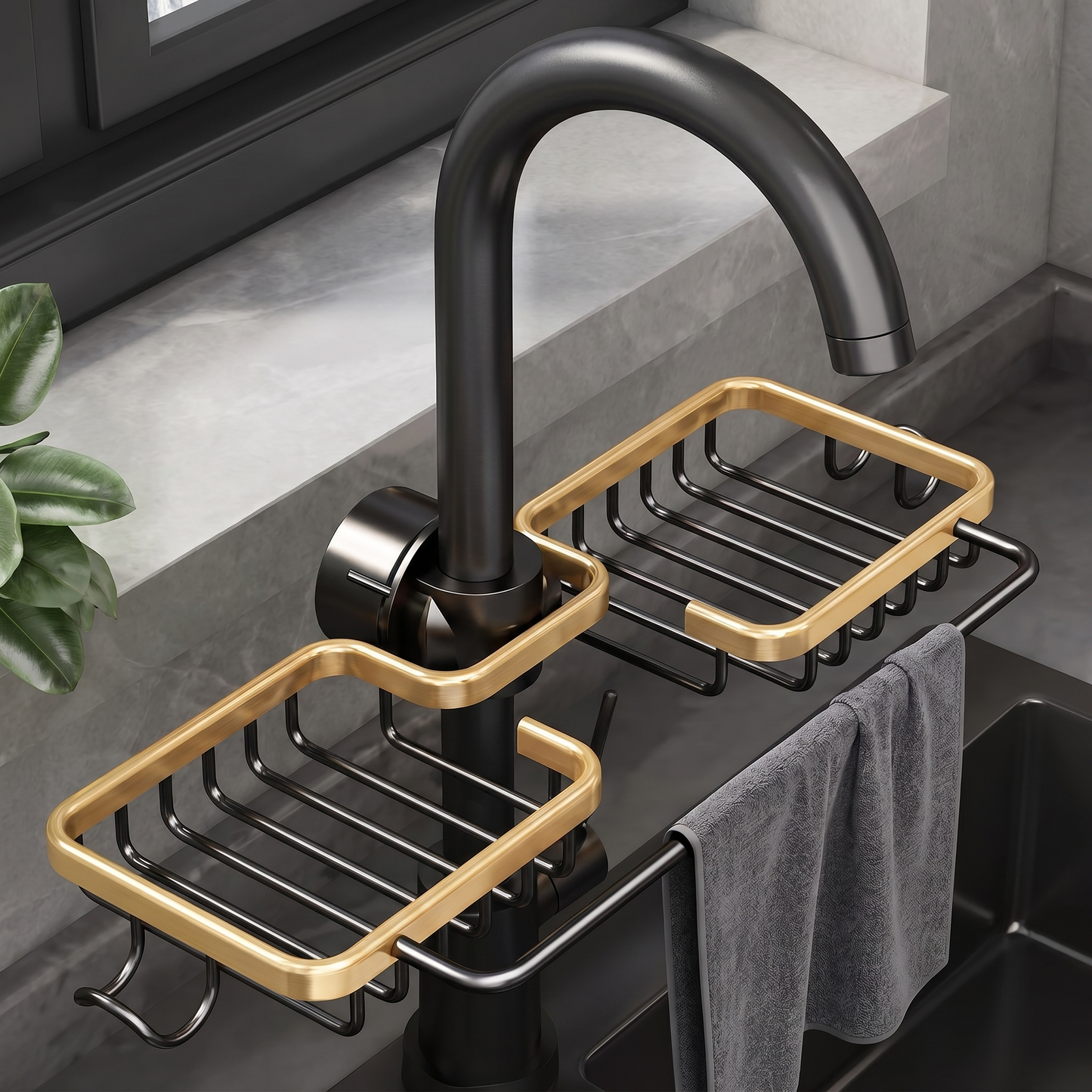 Aluminum Kitchen Sink Caddy with Multi-Functional Design