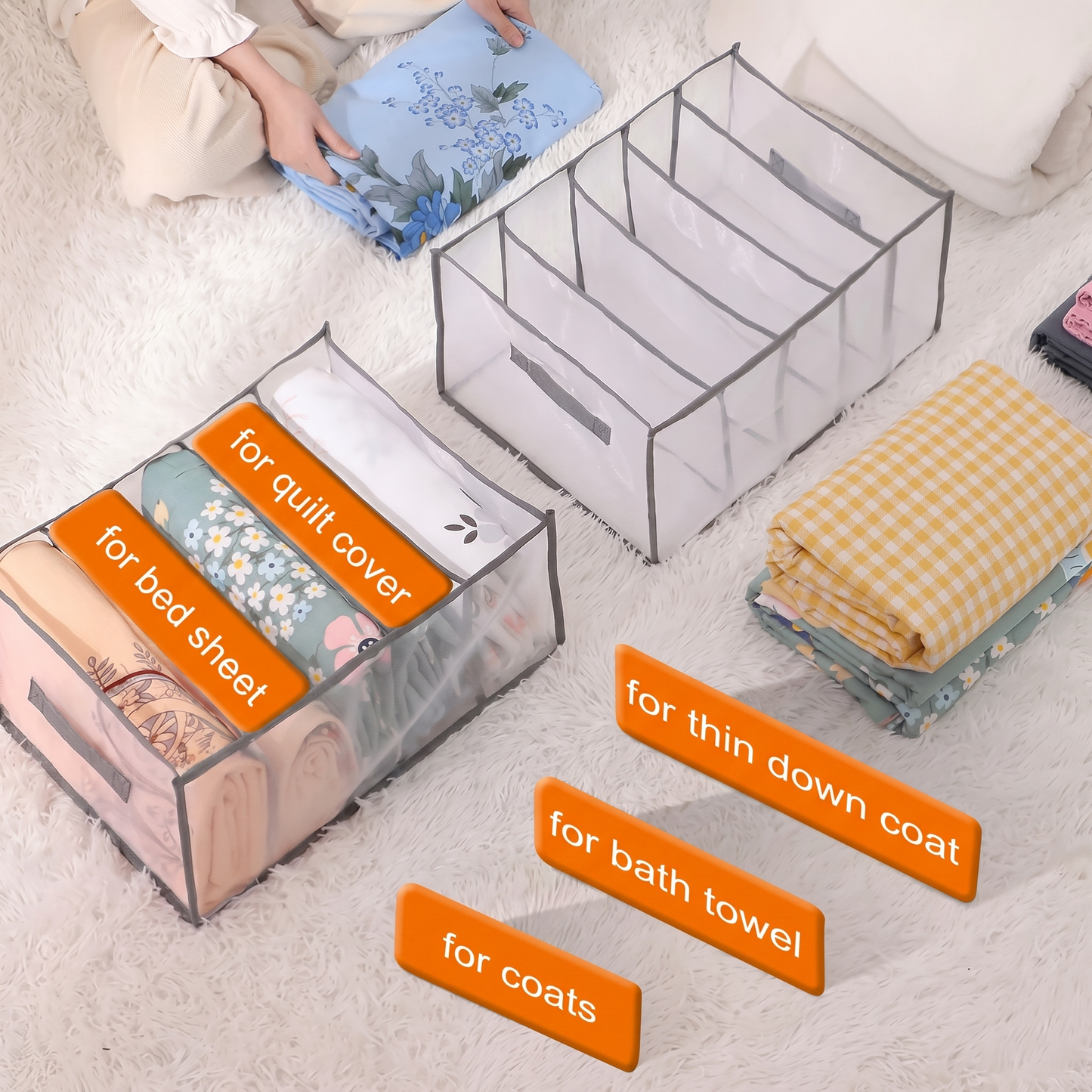 Versatile Storage Organizer | Large Capacity Mesh Compartment Box with Foldable Design