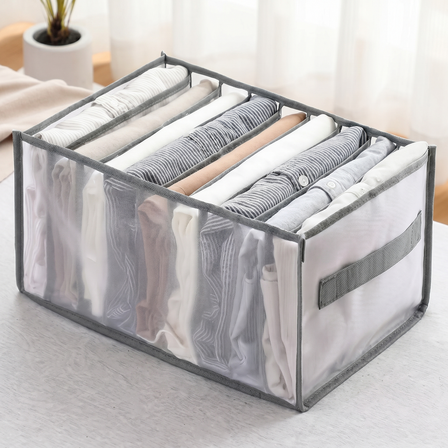 Versatile Storage Organizer | Large Capacity Mesh Compartment Box with Foldable Design