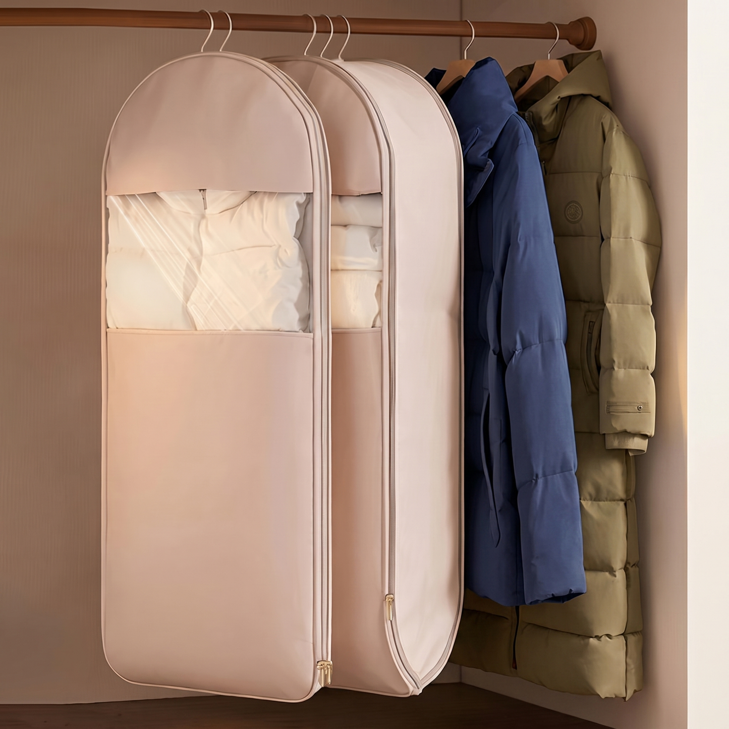 Hanging Compression Storage Bags for Clothes and Seasonal Wardrobe Storage