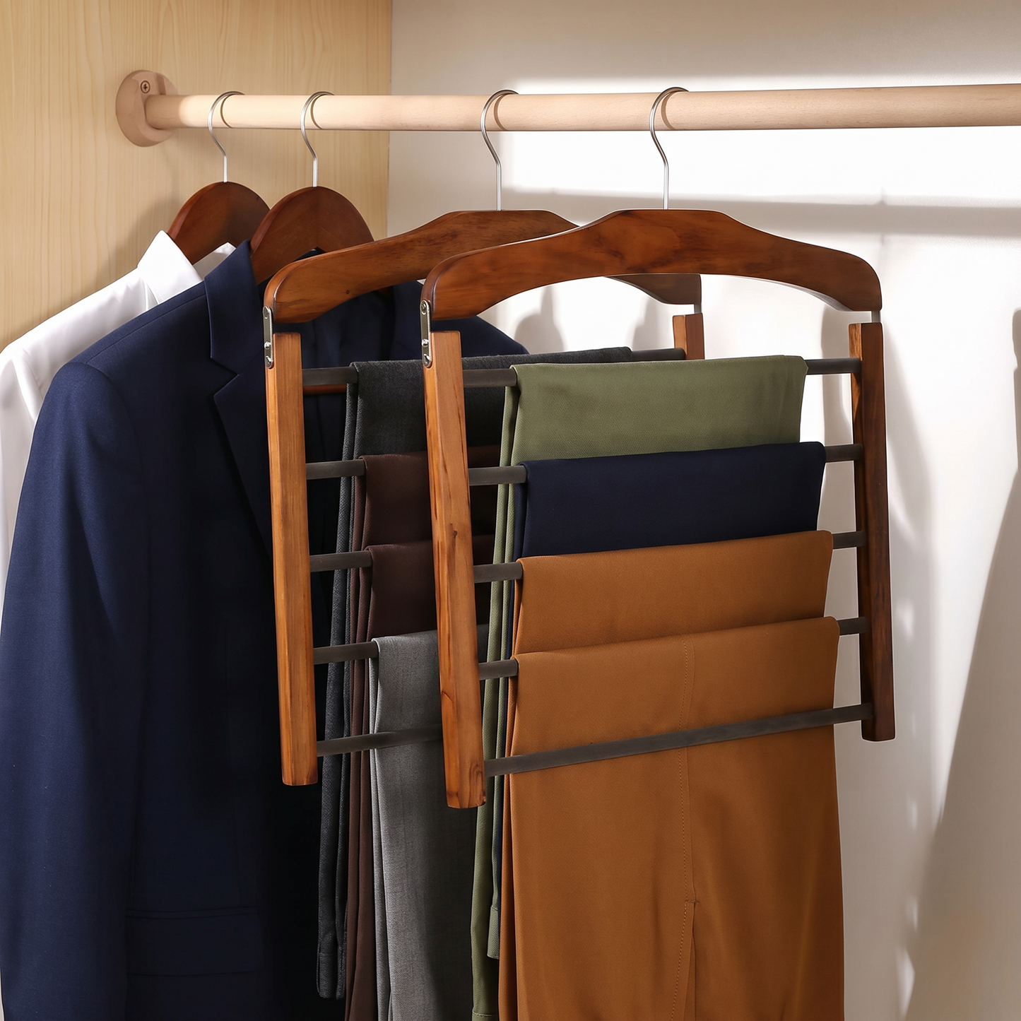 Multi-Tier Hanger with Anti-Slip Bars