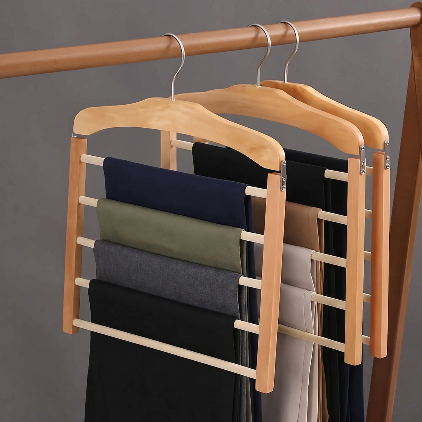 Multi-Tier Hanger with Anti-Slip Bars