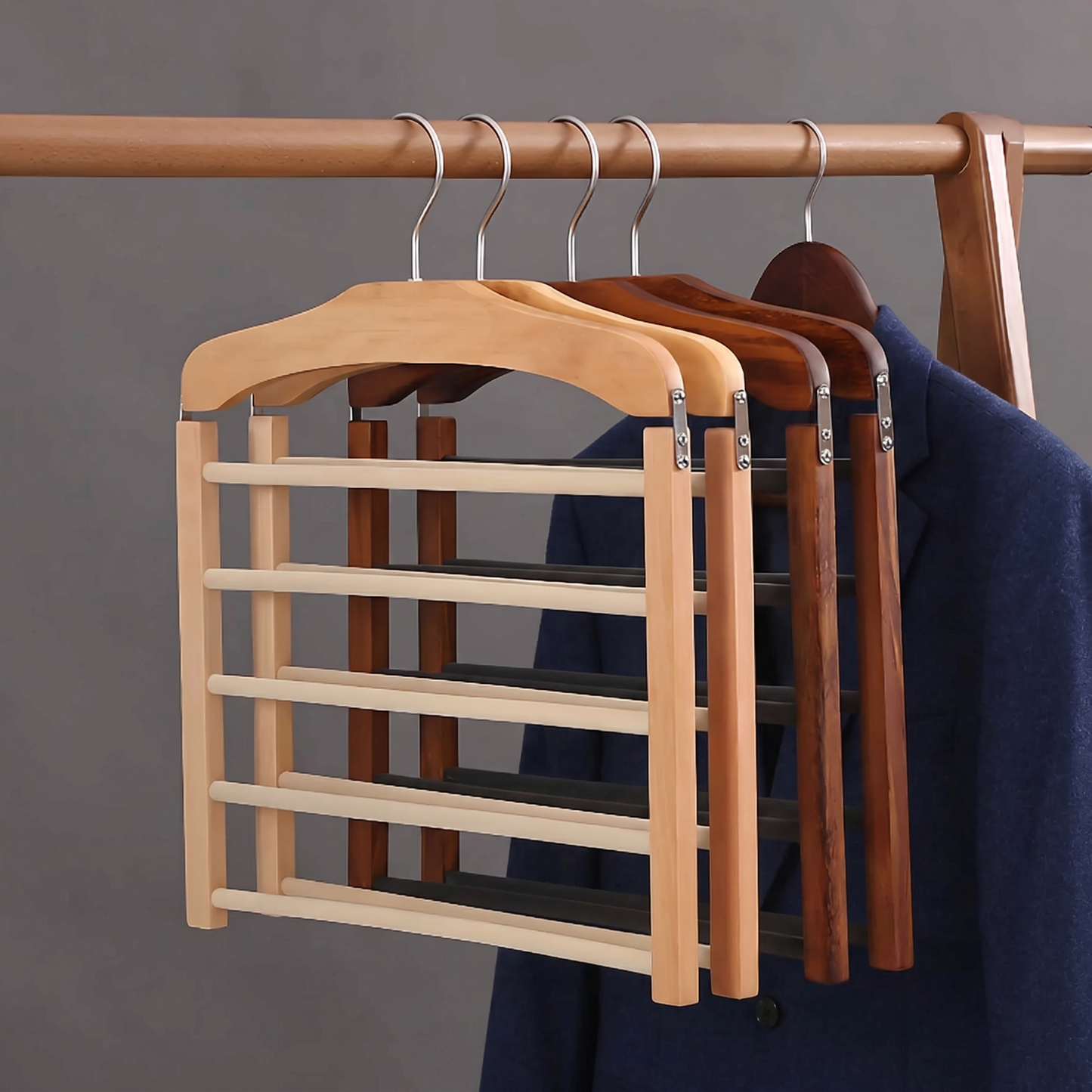 Multi-Tier Hanger with Anti-Slip Bars
