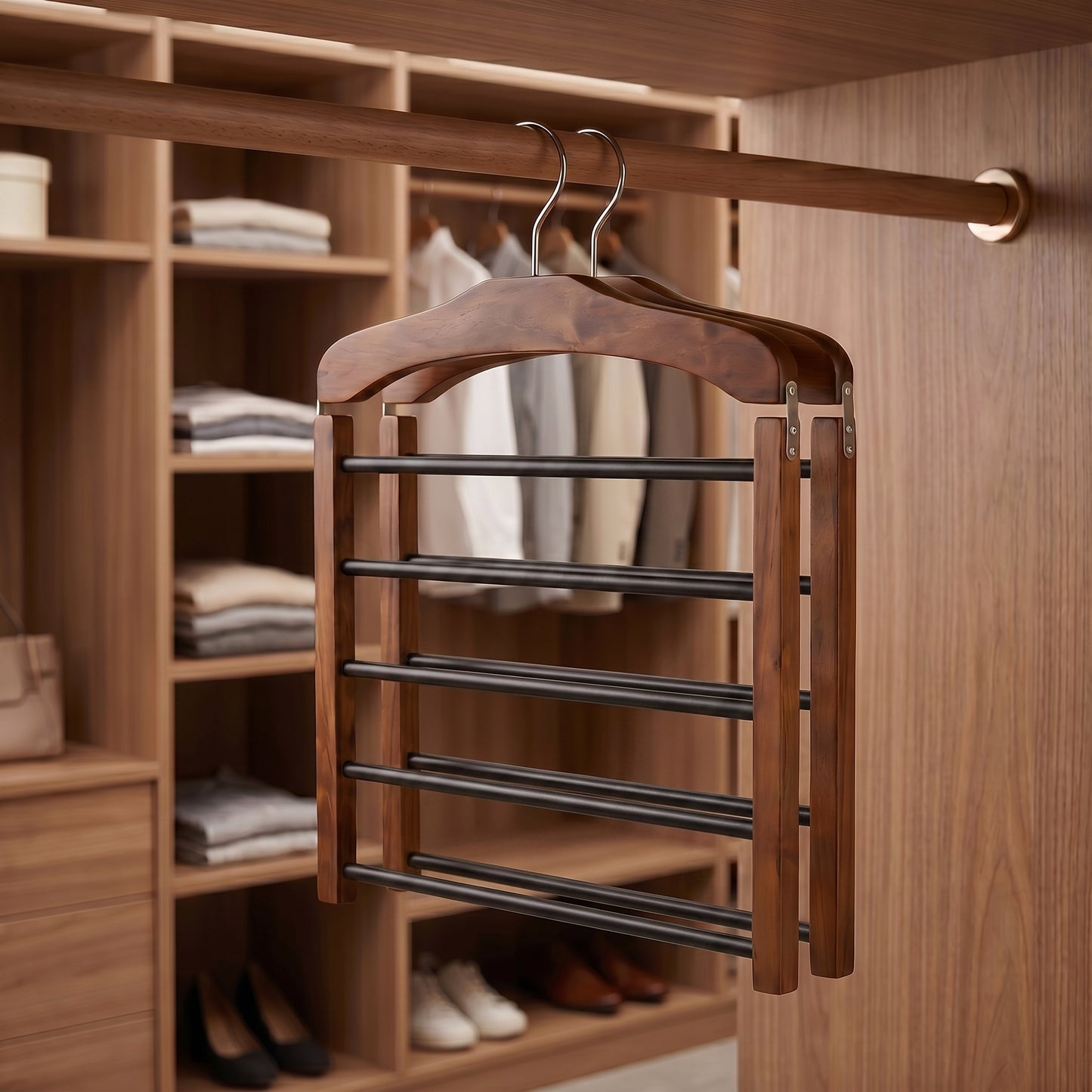 Multi-Tier Hanger with Anti-Slip Bars