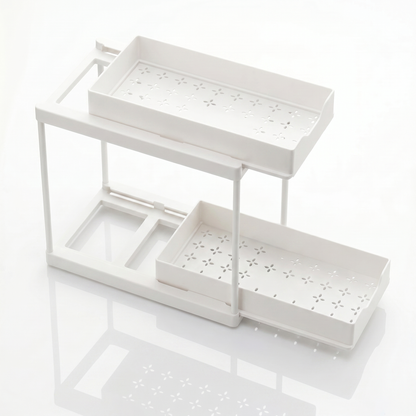 2-Tier Pull-Out Organizer Rack for Under-Sink Storage