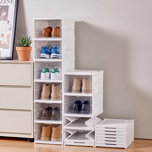 Stackable Shoe Storage Box with Clear Doors