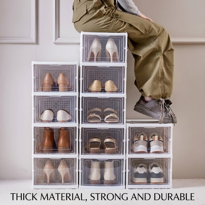 Stackable Shoe Storage Box with Clear Doors