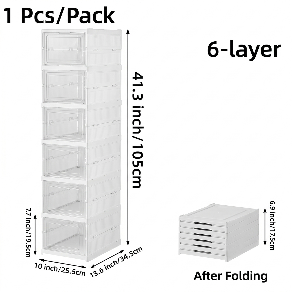 Stackable Shoe Storage Box with Clear Doors