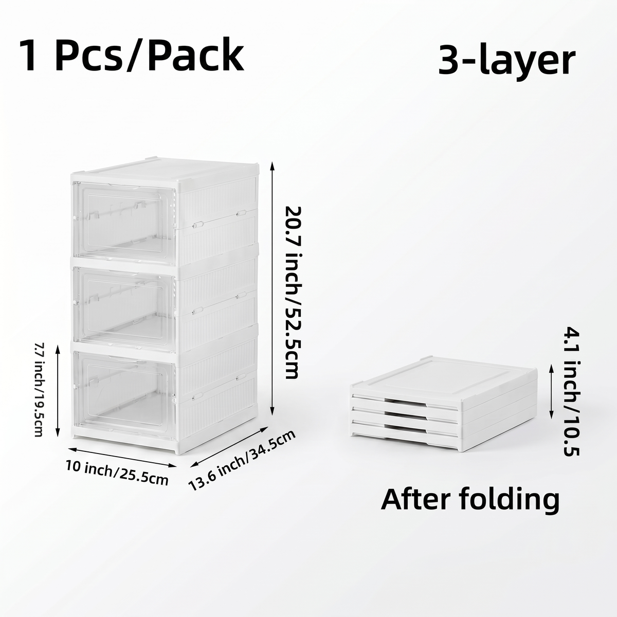 Stackable Shoe Storage Box with Clear Doors