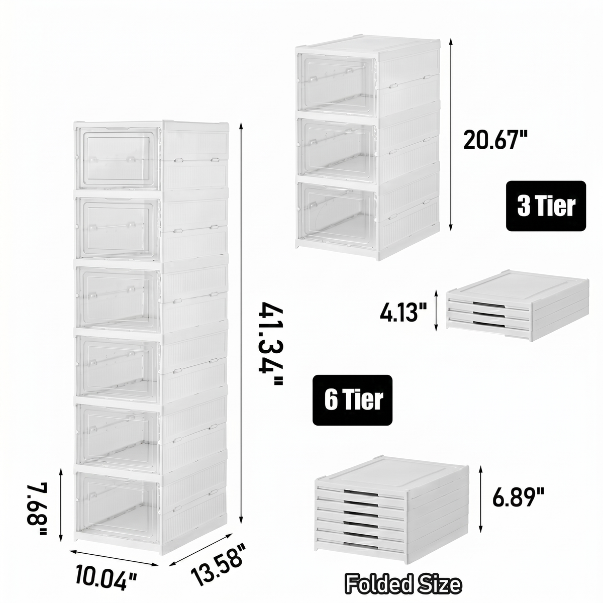 Stackable Shoe Storage Box with Clear Doors