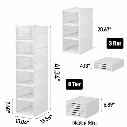 Stackable Shoe Storage Box with Clear Doors