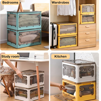 Stackable Foldable Storage Box with Wheels