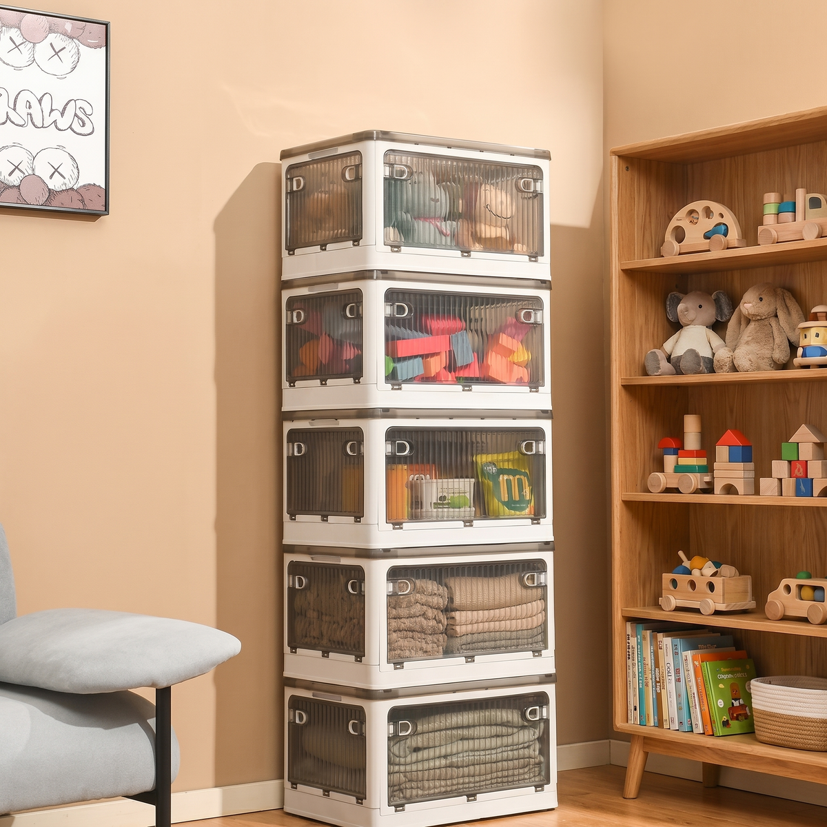 Stackable Foldable Storage Box with Wheels