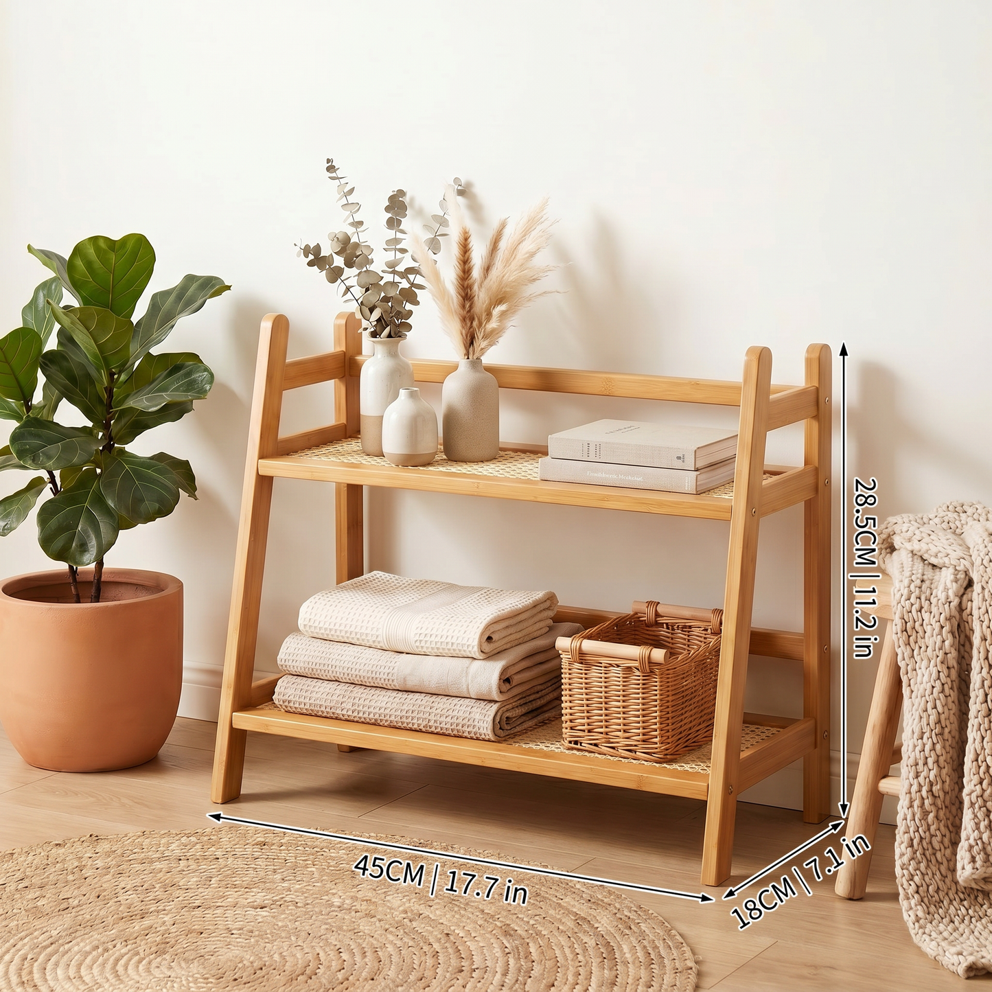 Bamboo Storage Rack | 2-Layer Organizer with Stable Design