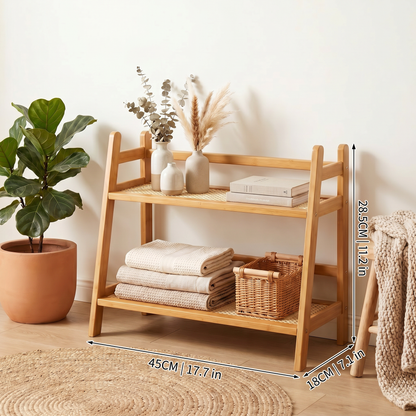 Bamboo Storage Rack | 2-Layer Organizer with Stable Design