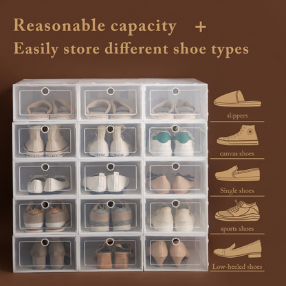 6-Piece Transparent Stackable Shoe Storage Box Set