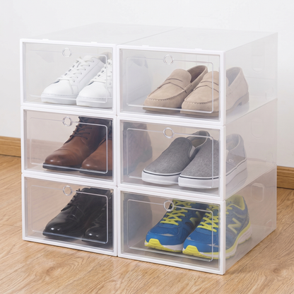 6-Piece Transparent Stackable Shoe Storage Box Set
