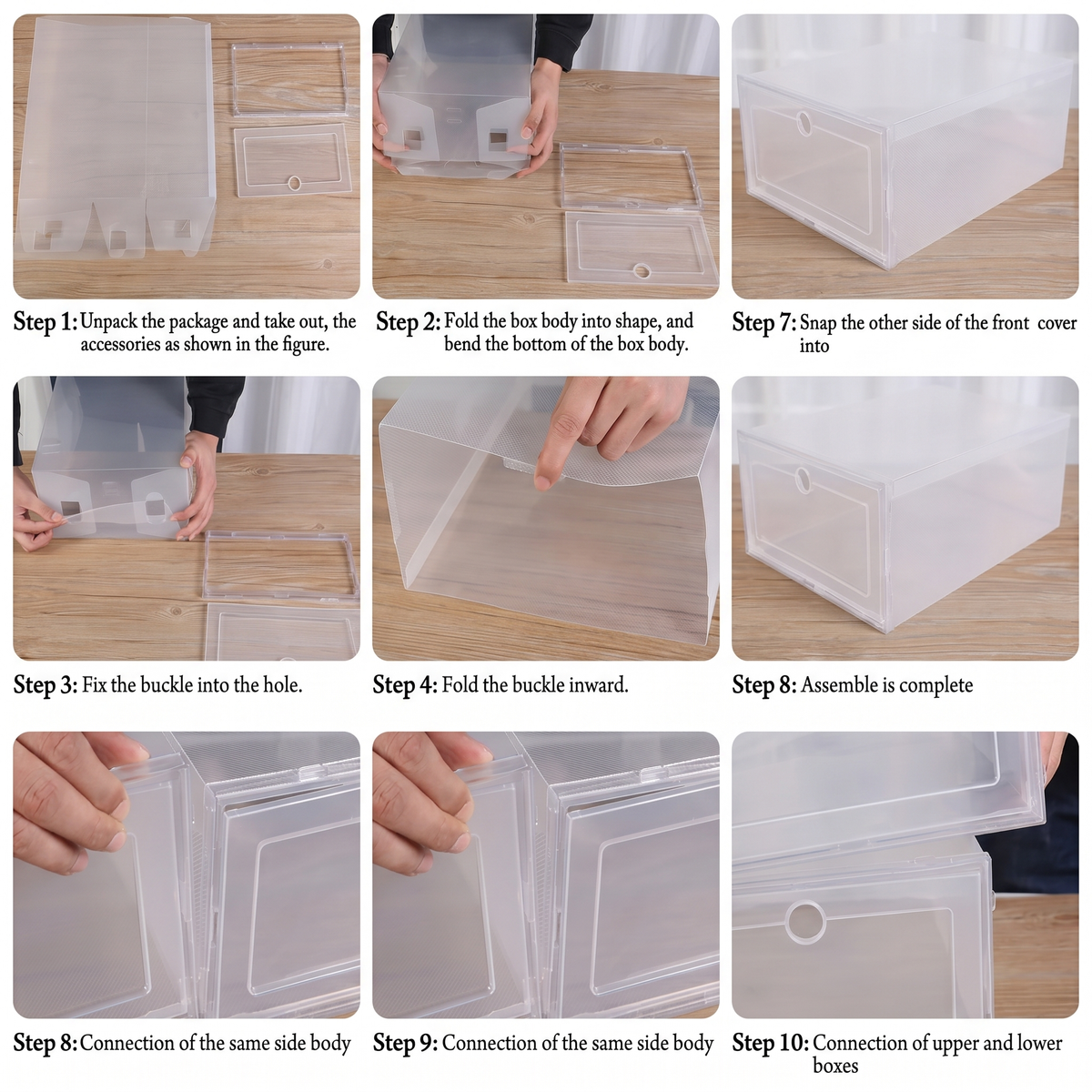 6-Piece Transparent Stackable Shoe Storage Box Set