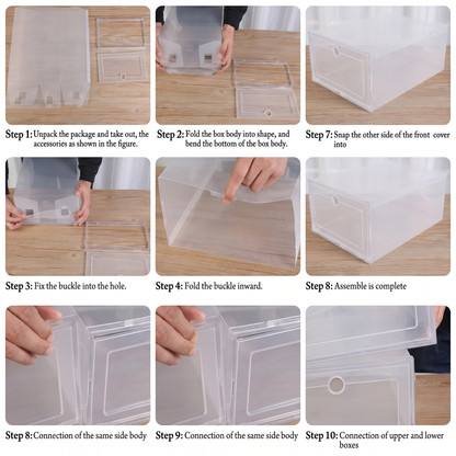 6-Piece Transparent Stackable Shoe Storage Box Set
