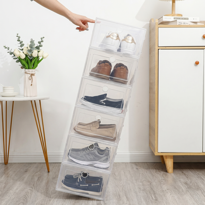 6-Piece Transparent Stackable Shoe Storage Box Set