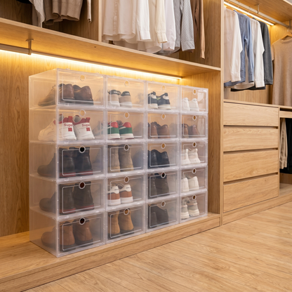 6-Piece Transparent Stackable Shoe Storage Box Set