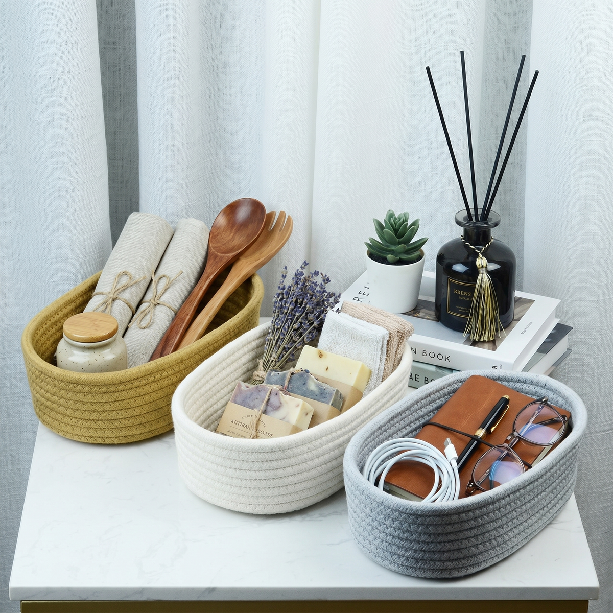 Nordic Collection | Cotton Rope Storage Basket with Durable Design