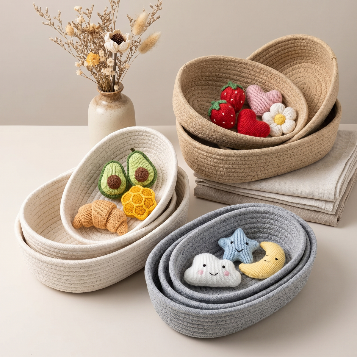 Nordic Collection | Cotton Rope Storage Basket with Durable Design