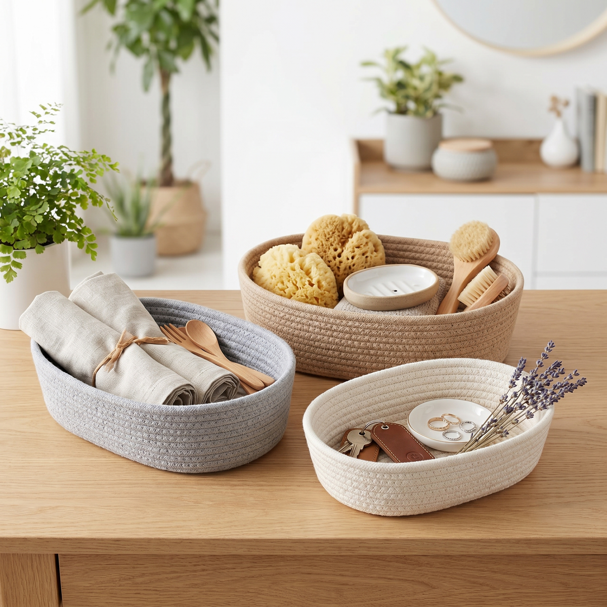 Nordic Collection | Cotton Rope Storage Basket with Durable Design
