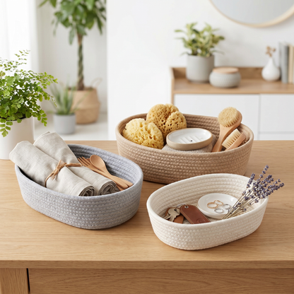 Nordic Collection | Cotton Rope Storage Basket with Durable Design