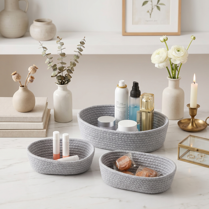 Nordic Collection | Cotton Rope Storage Basket with Durable Design
